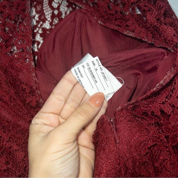 New Jenny Packham Burgundy Lace Top Formal Dress Size 16 - Picture 10 of 10
